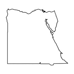 Black Outline Sketch Map of Egypt Country