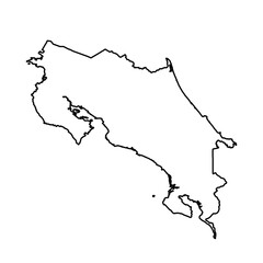 Black Outline Sketch Map of Costa Rica Country