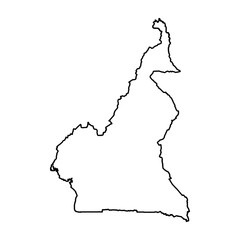 Black Outline Sketch Map of Cameroon Country