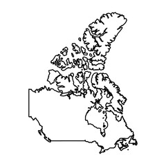 Black Outline Sketch Map of Canada Country