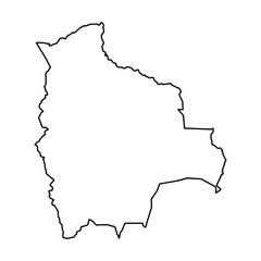 Black Outline Sketch Map of Bolivia Country