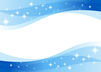 ブルーのグラデーション背景に輝く星のフレーム