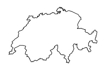 Black Outline Sketch Map of Switzerland Country