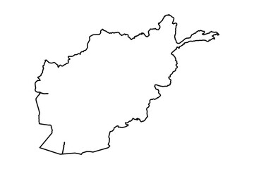 Black Outline Sketch Map of Afghanistan Country