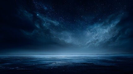 Fototapeta premium Expansive Obsidian Plains Reflecting a Starry Night Sky with Cosmic Nebula