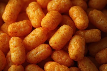 Fototapeta premium Cheesy Corn Puffs: Irresistible Maize Snacks with a Crisp Delight