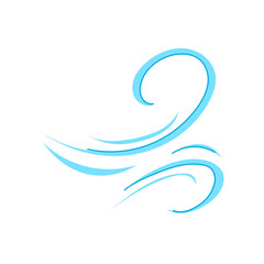 Obraz premium Blue abstract wind element creating swirling and flowing lines, representing air movement, breeze, or meteorology in a graphic and isolated icon style