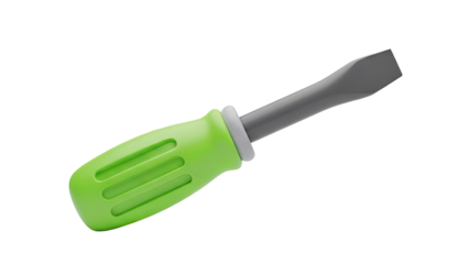 3D Render of a Flathead Screwdriver with Green Handle
