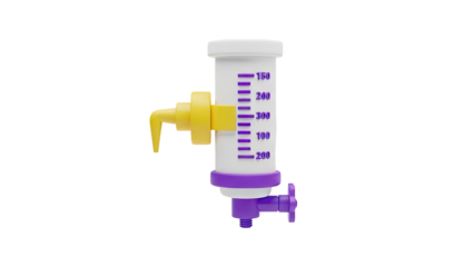 3D Render of a Dispenser with Graduated Cylinder and Yellow Spout