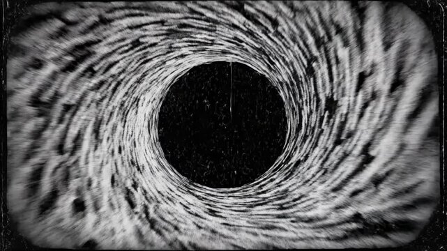 Black hole or void with swirling white patterns around it