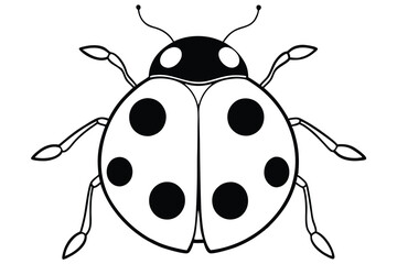 Naklejka premium ladybug silhouette line art vector illustration with a white background