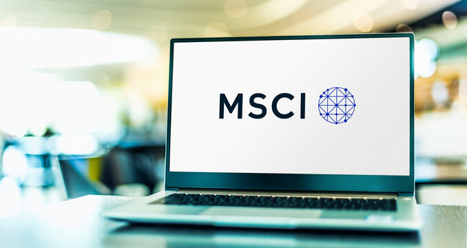 Laptop computer displaying logo of MSCI Inc
