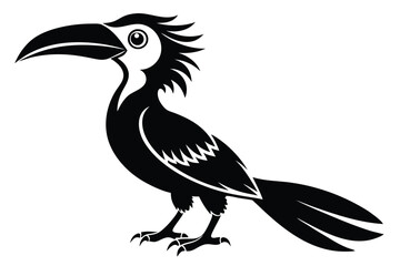hornbill silhouette line art vector illustration with a white background © pipp99