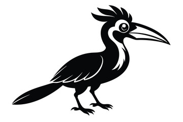 hornbill silhouette line art vector illustration with a white background © pipp99