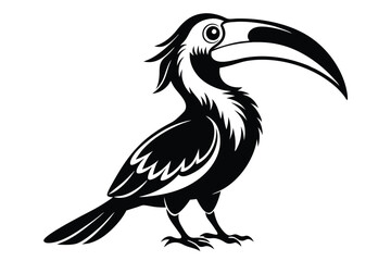 hornbill silhouette line art vector illustration with a white background © pipp99