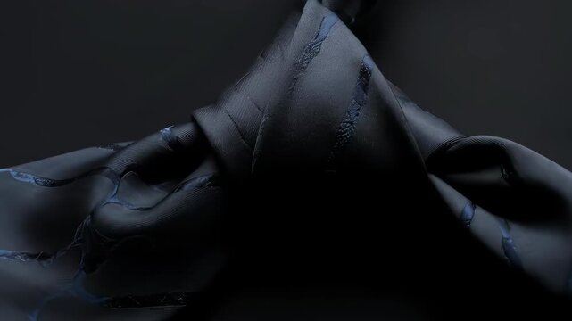 Elegant Black Necktie: A Detailed Close-Up of Fabric Texture and Sophisticated Design