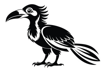 hornbill silhouette line art vector illustration with a white background © pipp99
