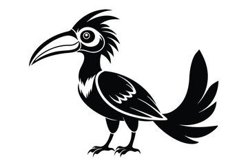 Obraz premium hornbill silhouette line art vector illustration with a white background