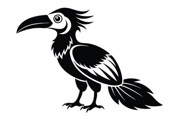 hornbill silhouette line art vector illustration with a white background