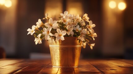 Flowers in vase with warm lighting