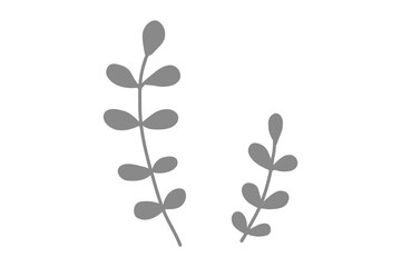 Minimal botanical branch illustration with simple leaves gray  vector