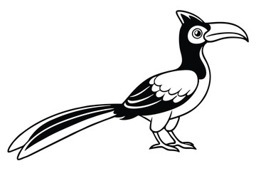 hornbill silhouette line art vector illustration with a white background © pipp99