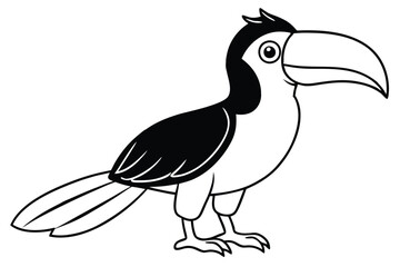 hornbill silhouette line art vector illustration with a white background © pipp99