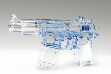Transparent Water Gun on White Background.