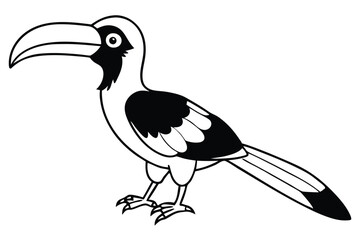 hornbill silhouette line art vector illustration with a white background © pipp99