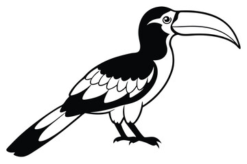 hornbill silhouette line art vector illustration with a white background