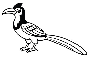 hornbill silhouette line art vector illustration with a white background © pipp99