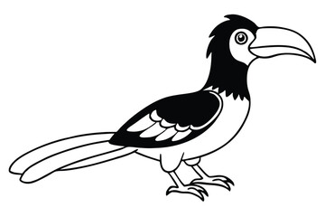 hornbill silhouette line art vector illustration with a white background © pipp99