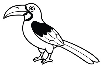hornbill silhouette line art vector illustration with a white background © pipp99