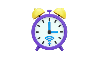 3D Alarm Clock with WiFi Symbol on White Background
