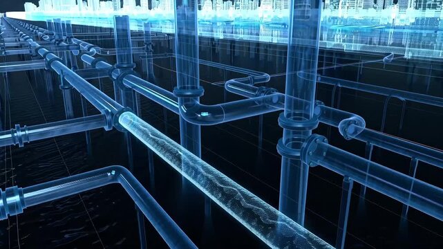 Underground water sewage pipeline network for city utility Urban Infrastructure Drain Distribution Plan Technical Art