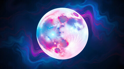 An abstract 3d glowing blue earth sphere shines as a celestial globe within the dark star filled space of the global astronomy world