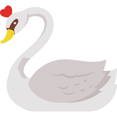 Swan Icon Flat Style &ndash; Valentine&rsquo;s Day Love, Romantic Couple, Elegant Bird Symbol