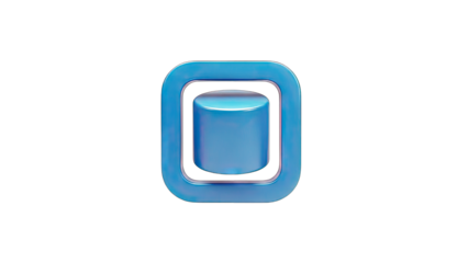 3D Blue Icon of a Cylinder Inside a Square Frame