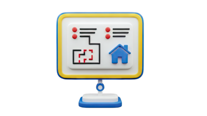 3D Blueprint Displaying House Plan and Design