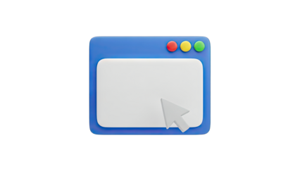 3D Browser Window with Cursor - Digital Interface
