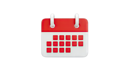 3D Calendar Icon on White Background