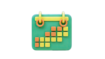 3D Calendar Icon with Schedule on White Background