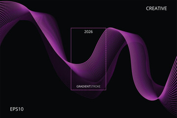 2026, Trendy and modern gradient fluid wave background.
