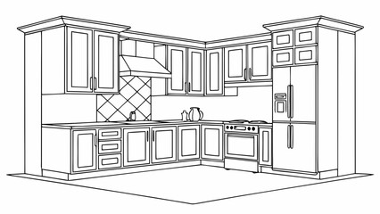 Fototapeta premium Modern kitchen interior with appliances and cabinetry