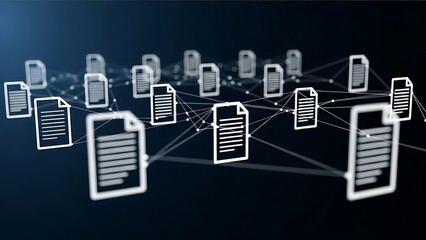 White document connected by lines on dark blue background