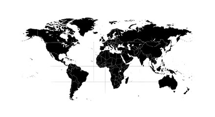 World map outline showing continents and oceans © ahmad