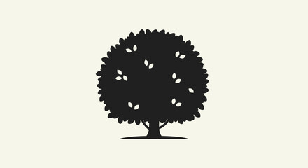 Black tree silhouette with transparent background