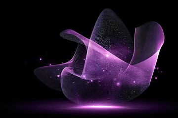 Ethereal purple mesh flows against black, with bright sparkles