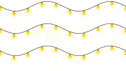 Glowing Yellow Heart String Lights Overlay Element