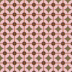 Seamless Retro Geometric Circle Pattern in Pink and Olive Green